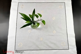  Christmas square table cloth - Snowflake embroidery (size 90cm)